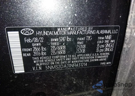 2022 Hyundai Santa Fe Sel from USA, damaged, VIN 5NMS2DAJ1NH431214